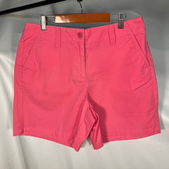 Talbots Stretch Chino Shorts Flat Front 6" Inseam Womens 10 Pink Golf Summer - Picture 2 of 14